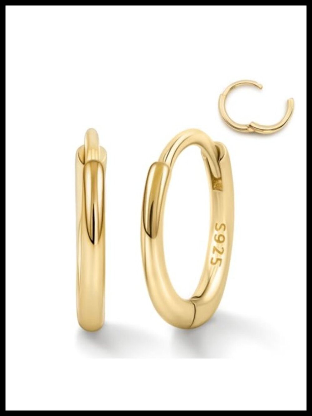 14K Gold Plated 925 Sterling Silver Tiny Hoop Earrings Thin Small Huggie Hoops